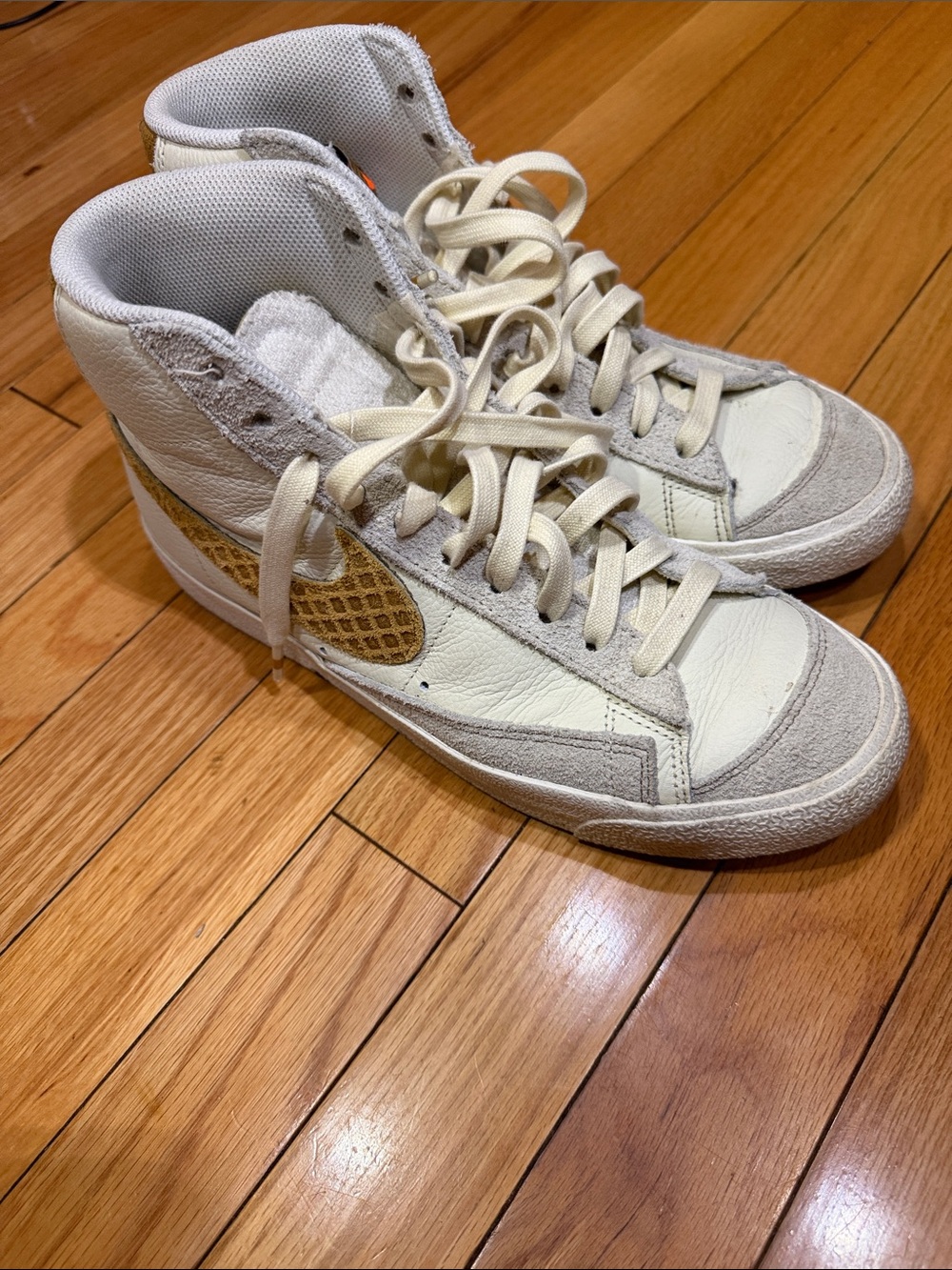 Nike Men’s Cream & Tan High-Top Sneakers with Textured Swoosh